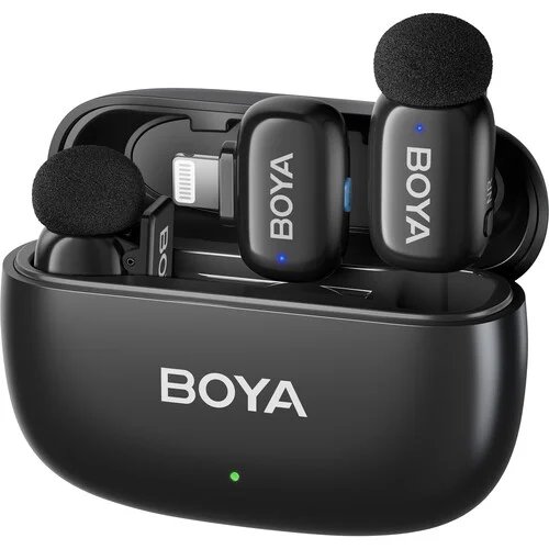 Boya mic for iphone Boya Mini 2 (03) Dual wireless Collar Mic for iPhone, Vlogging recording Mic - Image 1