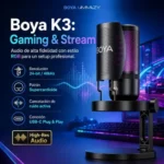BOYA K3 Condenser USB Gaming Microphone, RGB Type C and Type A
