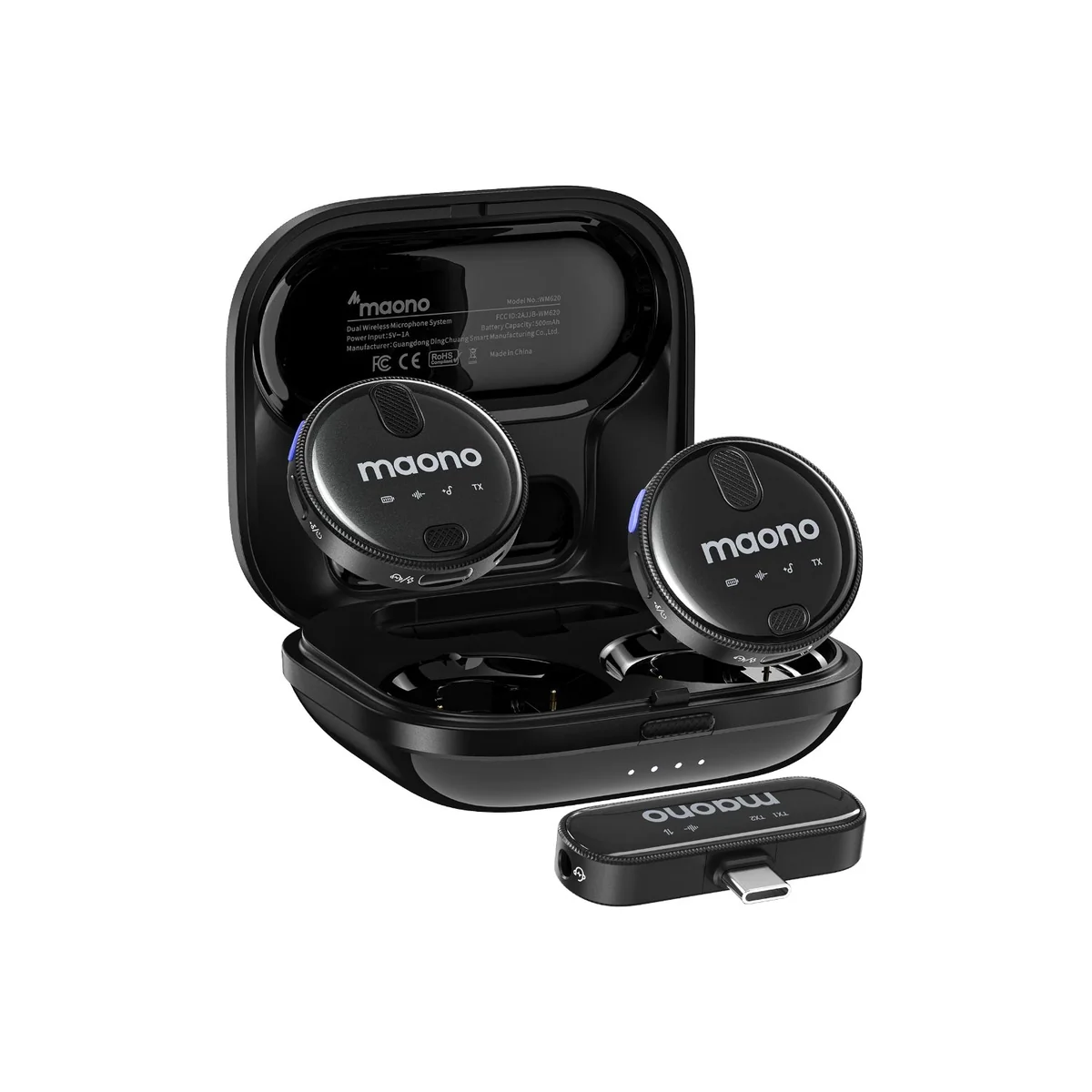 maono-wm620-dual-wireless-microphones-type-c-black-826467_1200x1200 MAONO WM620 Type-C Dual Wireless Microphone for Recording - Image 1